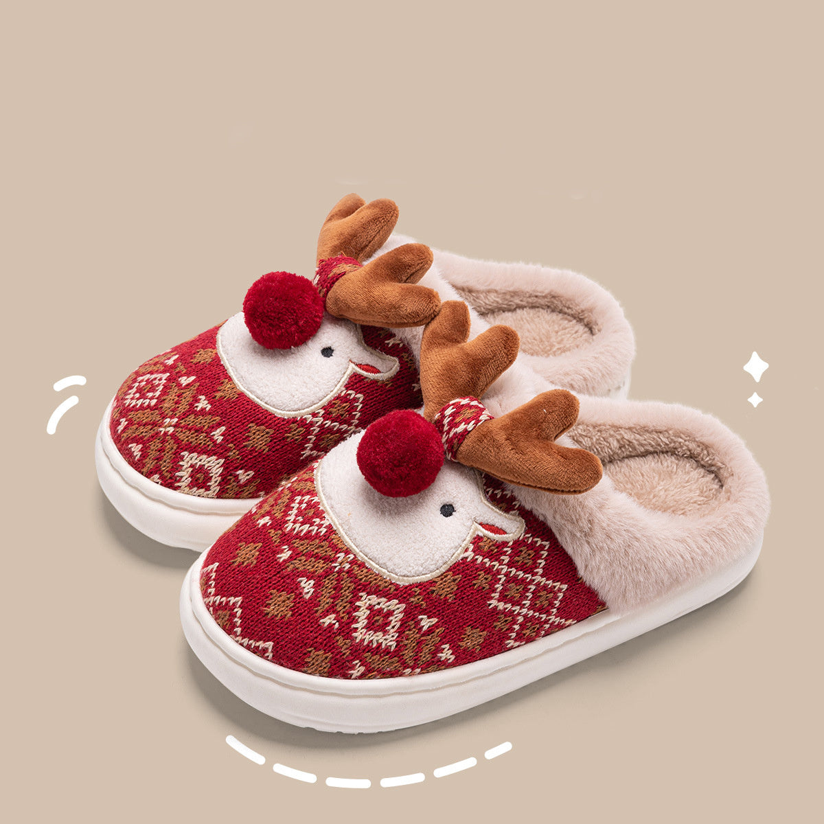 Chaussons en Peluche de Noël Elk