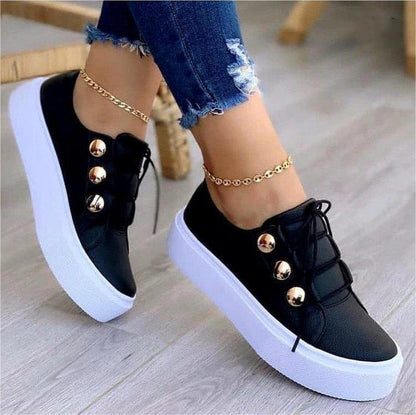 Dentelle-up Appartements Sneakers Femmes Rivet Casual Chaussures