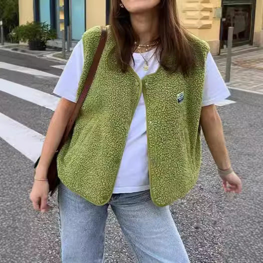 Gilet Ample à Boutonnage Simple pour Femmes