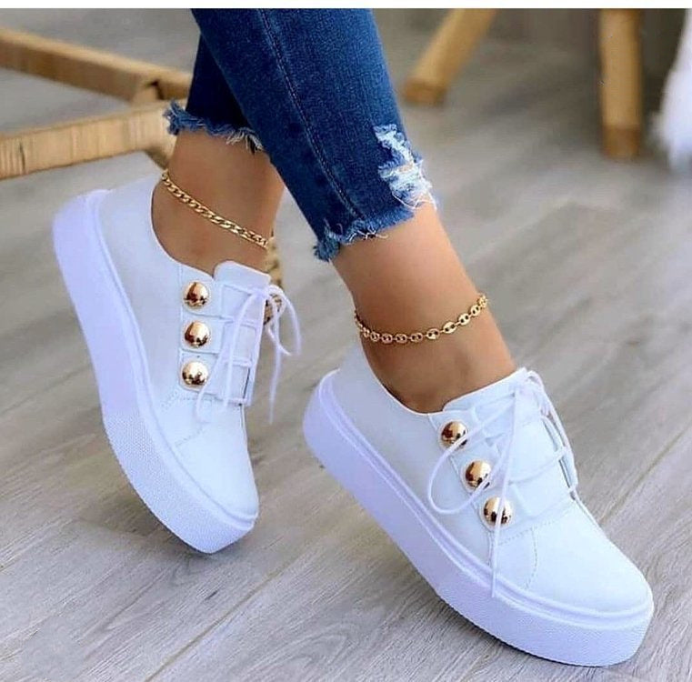 Dentelle-up Appartements Sneakers Femmes Rivet Casual Chaussures