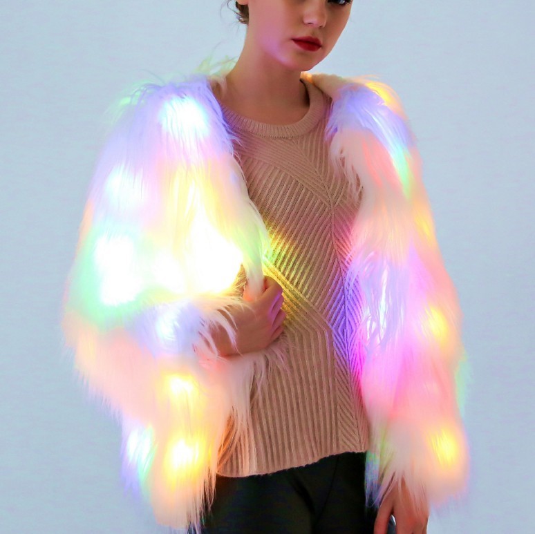 Veste en fourrure LED pour festival