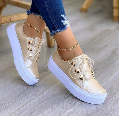 Dentelle-up Appartements Sneakers Femmes Rivet Casual Chaussures