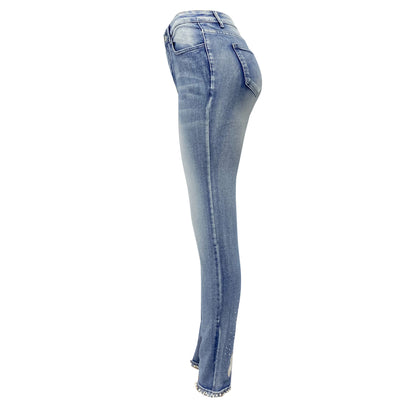 Jeans Effilés Taille Haute