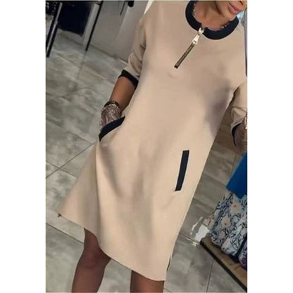 Robe midi femme à col rond