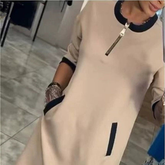 Robe midi femme à col rond