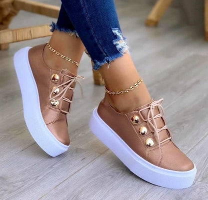 Dentelle-up Appartements Sneakers Femmes Rivet Casual Chaussures