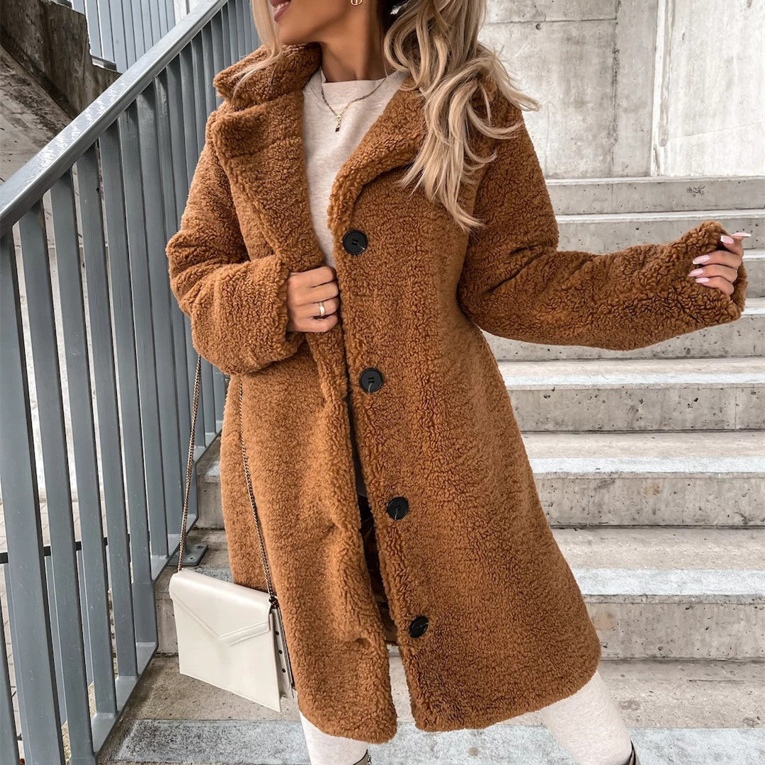 Veste en Peluche à Revers pour Femme