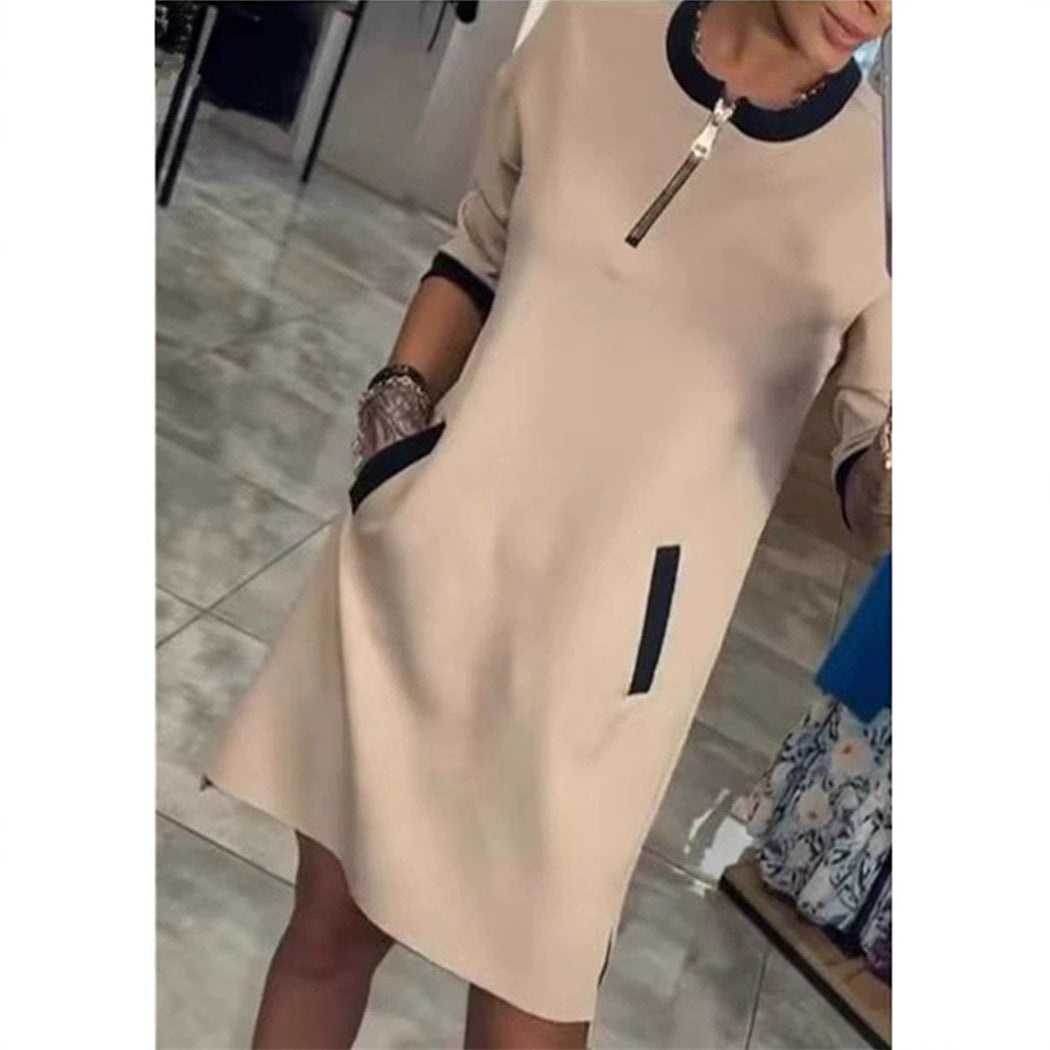 Robe midi femme à col rond